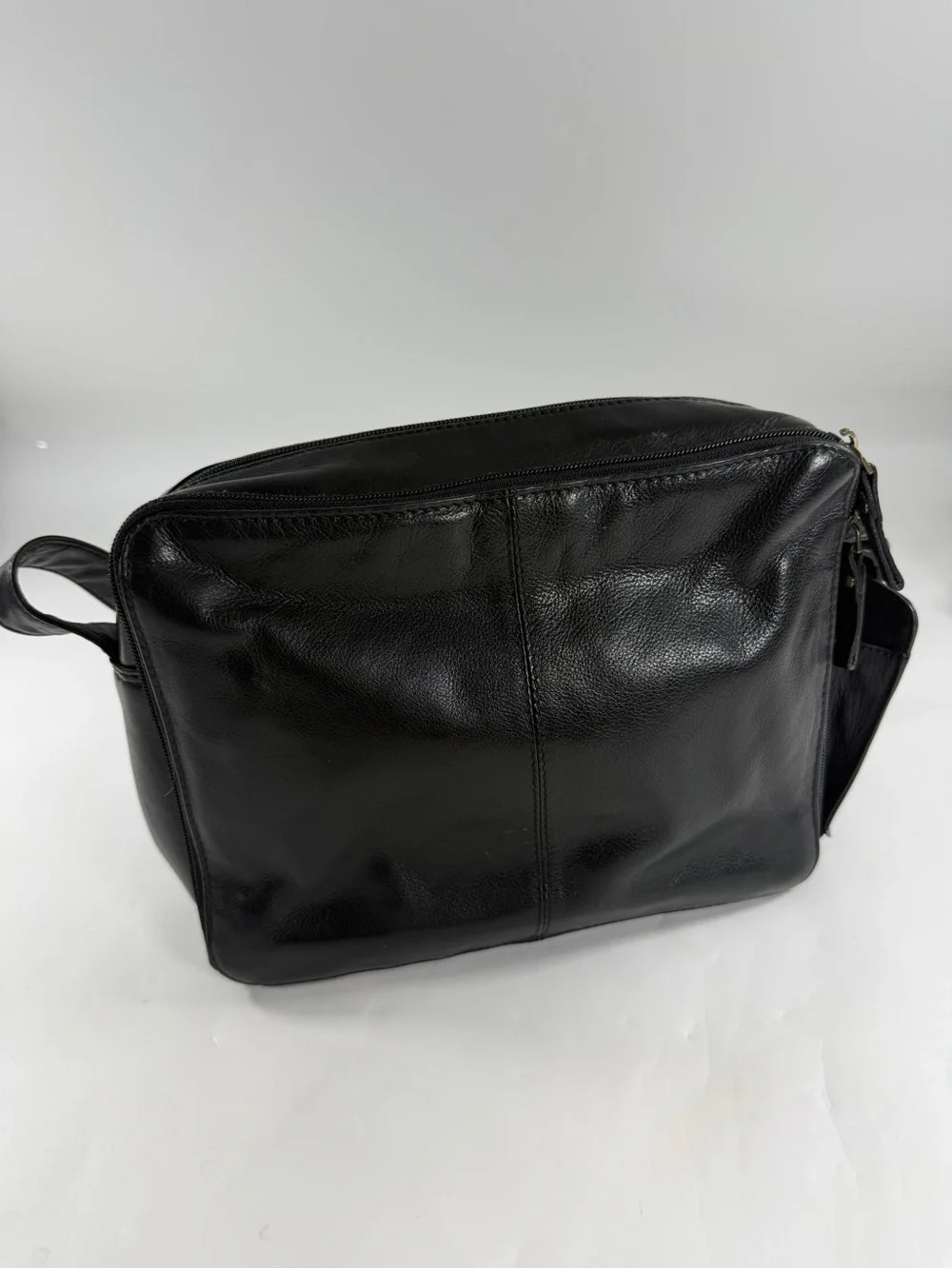 Vintage Great American Leatherworks Black Leather Organizer Shoulder Bag